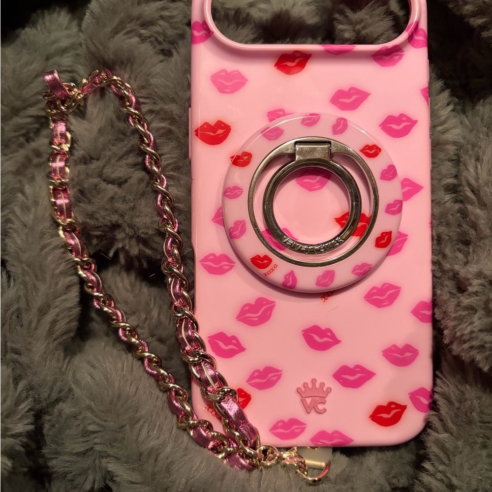 Velvet Caviar Pink Lip Design Phone Case with Chain IPhone Air